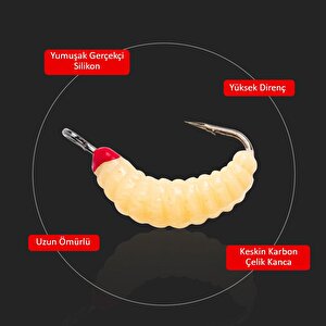 Valkyrie 100 Parça Kutulu İğneli Yumuşak Silikon Kurtçuk Olta Balık Yemi - 4 Renk