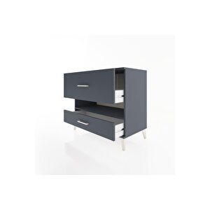 Hyperion Şifonyer Tek Raflı 2 Çekmeceli 88x44x80 Antrasit-antrasit