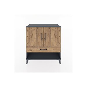 Hyperion Şifonyer 3 Raflı Tek Çekmeceli 2 Kapaklı 88x44x96 Antrasit-çam