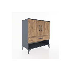 Hyperion Şifonyer 3 Raflı Tek Çekmeceli 2 Kapaklı 88x44x96 Antrasit-çam