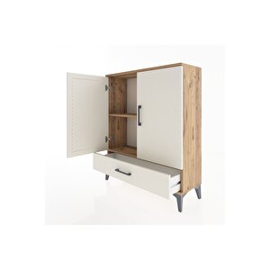 Arges Şifonyer 2 Raflı Tek Çekmeceli 2 Kapaklı 88x30x106 Çam-aytaşı