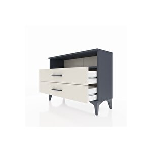 Arges Şifonyer Tek Raflı 2 Çekmeceli 88x30x64 Antrasit-aytaşı