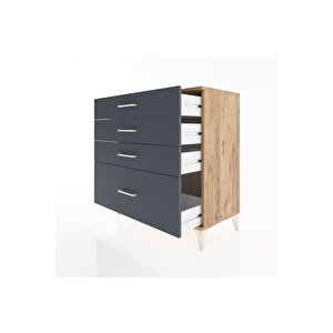 Hyperion Şifonyer 4 Çekmeceli 88x44x96 Çam-antrasit