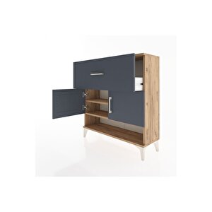 Arges Şifonyer 2 Raflı Tek Çekmeceli 2 Kapaklı 88x30x96 Çam-antrasit