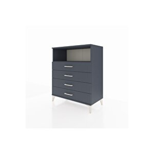 Hyperion Şifonyer Tek Raflı 4 Çekmeceli 88x44x106 Antrasit-antrasit