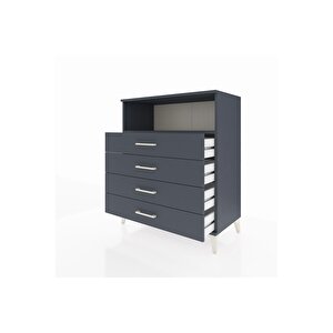 Hyperion Şifonyer Tek Raflı 4 Çekmeceli 88x44x106 Antrasit-antrasit