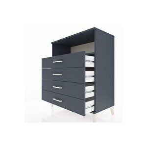 Hyperion Şifonyer Tek Raflı 4 Çekmeceli 88x44x106 Antrasit-antrasit