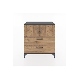 Hyperion Şifonyer Tek Raflı 2 Çekmeceli 2 Kapaklı 88x44x96 Antrasit-çam