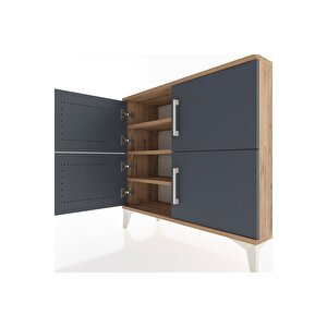 Arges Şifonyer 3 Raflı 4 Kapaklı 88x30x80 Çam-antrasit