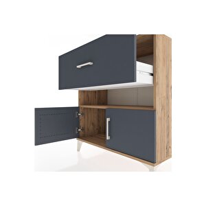 Hyperion Şifonyer Tek Raflı Tek Çekmeceli 2 Kapaklı 88x44x96 Çam-antrasit