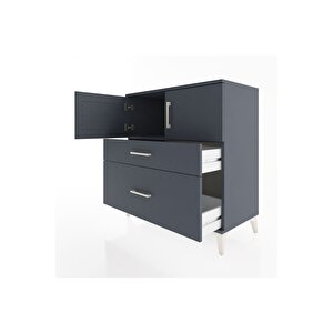 Hyperion Şifonyer Tek Raflı 2 Çekmeceli 2 Kapaklı 88x44x96 Antrasit-antrasit