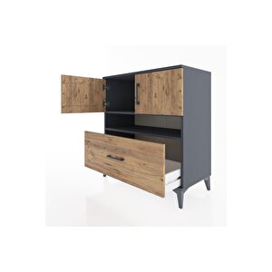 Hyperion Şifonyer 2 Raflı Tek Çekmeceli 2 Kapaklı 88x44x96 Antrasit-çam