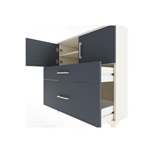 Hyperion Şifonyer 2 Raflı 2 Çekmeceli 2 Kapaklı 88x44x96 Aytaşı-antrasit