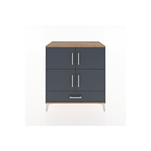 Hyperion Şifonyer 2 Raflı Tek Çekmeceli 4 Kapaklı 88x44x96 Çam-antrasit