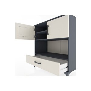 Hyperion Şifonyer 3 Raflı Tek Çekmeceli 2 Kapaklı 88x44x96 Antrasit-aytaşı
