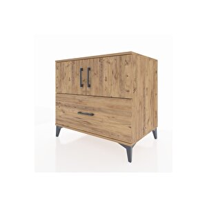 Kronos Şifonyer 2 Raflı Tek Çekmeceli 2 Kapaklı 88x59x80 Çam-çam