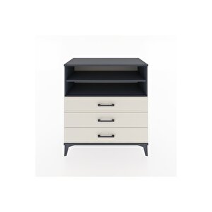 Hyperion Şifonyer 2 Raflı 3 Çekmeceli 88x44x96 Antrasit-aytaşı