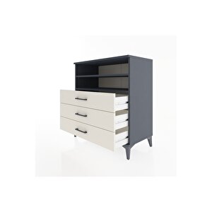 Hyperion Şifonyer 2 Raflı 3 Çekmeceli 88x44x96 Antrasit-aytaşı