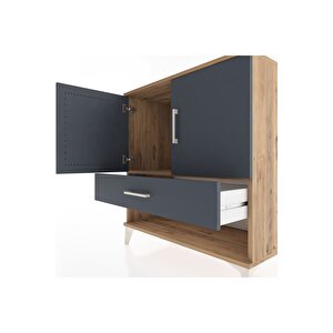 Hyperion Şifonyer Tek Raflı Tek Çekmeceli 2 Kapaklı 88x44x96 Çam-antrasit