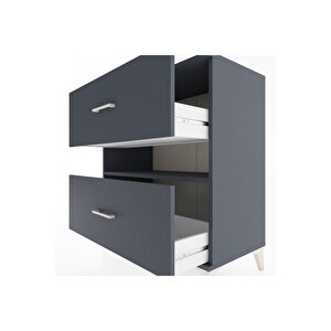 Hyperion Şifonyer Tek Raflı 2 Çekmeceli 88x44x96 Antrasit-antrasit