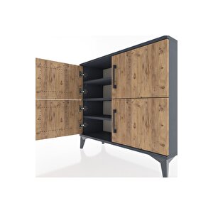 Arges Şifonyer 3 Raflı 4 Kapaklı 88x30x80 Antrasit-çam