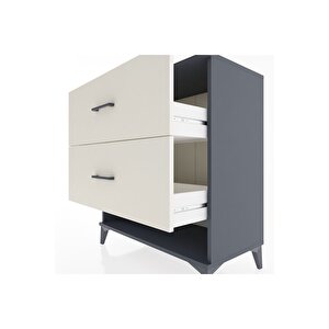 Hyperion Şifonyer 2 Çekmeceli 88x44x96 Antrasit-aytaşı