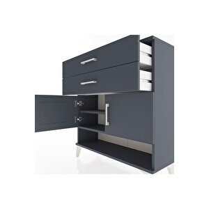 Arges Şifonyer 2 Raflı 2 Çekmeceli 2 Kapaklı 88x30x96 Antrasit-antrasit