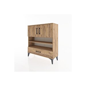 Arges Şifonyer 4 Raflı Tek Çekmeceli 2 Kapaklı 88x30x96 Çam-çam