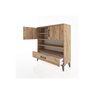 Arges Şifonyer 4 Raflı Tek Çekmeceli 2 Kapaklı 88x30x96 Çam-çam