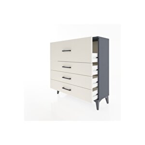 Arges Şifonyer 4 Çekmeceli 88x30x96 Antrasit-aytaşı