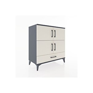 Hyperion Şifonyer 4 Raflı Tek Çekmeceli 4 Kapaklı 88x44x96 Antrasit-aytaşı