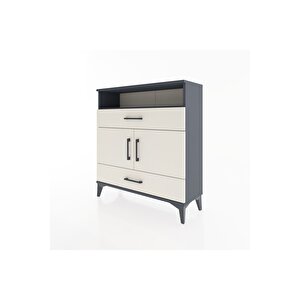 Arges Şifonyer 3 Raflı 2 Çekmeceli 2 Kapaklı 88x30x96 Antrasit-aytaşı