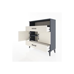 Arges Şifonyer 3 Raflı 2 Çekmeceli 2 Kapaklı 88x30x96 Antrasit-aytaşı