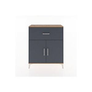 Arges Şifonyer Tek Raflı Tek Çekmeceli 2 Kapaklı 88x30x106 Çam-antrasit