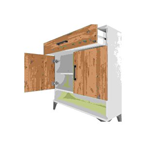 Arges Şifonyer 2 Raflı Tek Çekmeceli 2 Kapaklı 88x30x96 Aytaşı-çam