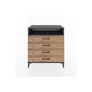 Hyperion Şifonyer Tek Raflı 4 Çekmeceli 88x44x96 Antrasit-çam