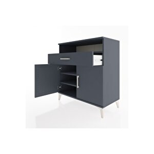 Hyperion Şifonyer 2 Raflı Tek Çekmeceli 2 Kapaklı 88x44x96 Antrasit-antrasit