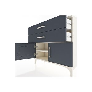 Arges Şifonyer Tek Raflı 2 Çekmeceli 2 Kapaklı 88x30x80 Aytaşı-antrasit