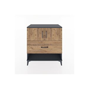 Hyperion Şifonyer Tek Raflı Tek Çekmeceli 2 Kapaklı 88x44x96 Antrasit-çam