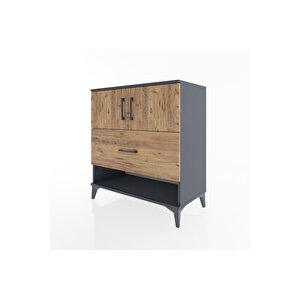 Hyperion Şifonyer Tek Raflı Tek Çekmeceli 2 Kapaklı 88x44x96 Antrasit-çam