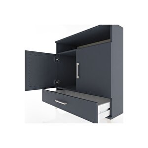 Hyperion Şifonyer 2 Raflı Tek Çekmeceli 2 Kapaklı 88x44x96 Antrasit-antrasit