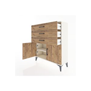 Arges Şifonyer Tek Raflı 3 Çekmeceli 2 Kapaklı 88x30x106 Aytaşı-çam