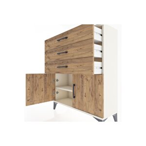 Arges Şifonyer Tek Raflı 3 Çekmeceli 2 Kapaklı 88x30x106 Aytaşı-çam