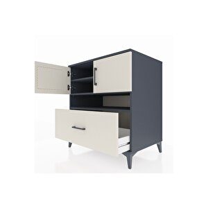 Kronos Şifonyer 3 Raflı Tek Çekmeceli 2 Kapaklı 88x59x96 Antrasit-aytaşı