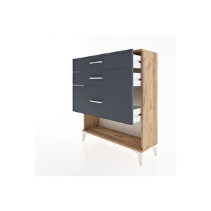 Arges Şifonyer 3 Çekmeceli 88x30x106 Çam-antrasit