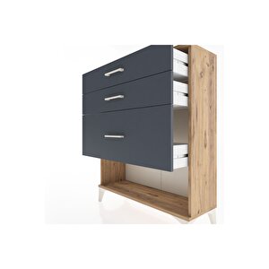 Arges Şifonyer 3 Çekmeceli 88x30x106 Çam-antrasit