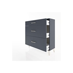 Arges Şifonyer 3 Çekmeceli 88x30x96 Antrasit-antrasit