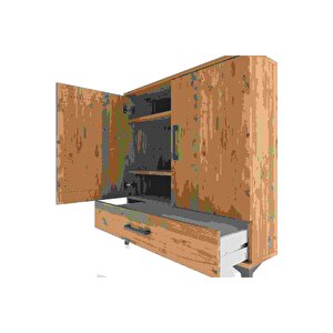 Hyperion Şifonyer 3 Raflı Tek Çekmeceli 2 Kapaklı 88x44x96 Çam-çam