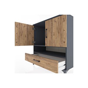 Hyperion Şifonyer 2 Raflı Tek Çekmeceli 2 Kapaklı 88x44x96 Antrasit-çam