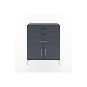 Arges Şifonyer Tek Raflı 3 Çekmeceli 2 Kapaklı 88x30x106 Antrasit-antrasit